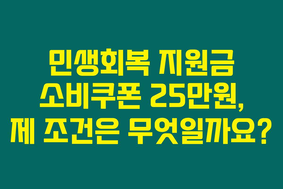 민생회복 지원금 소비쿠폰 25만원, 제 조건은 무엇일까요? 민생회복 지원금 소비쿠폰 25만원, 제 조건은 무엇일까요?