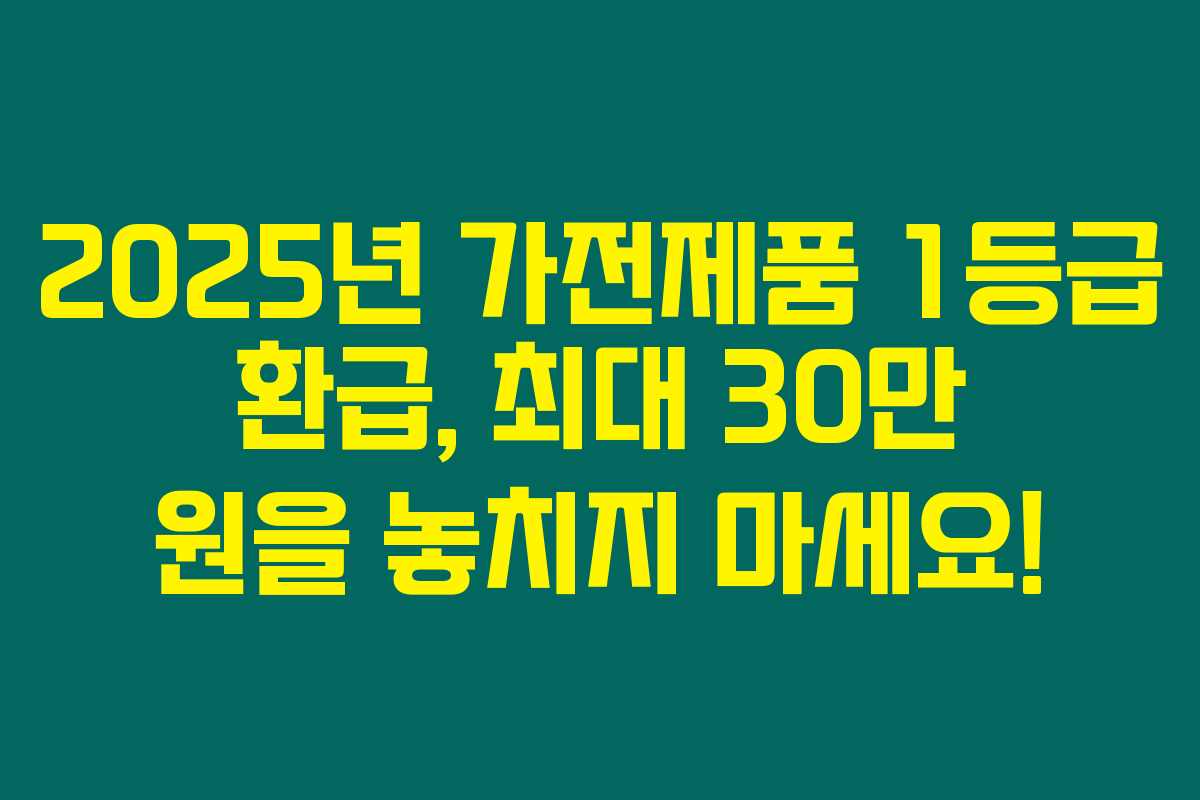 2025년 가전제품 1등급 환급, 최대 30만 원을 놓치지 마세요!