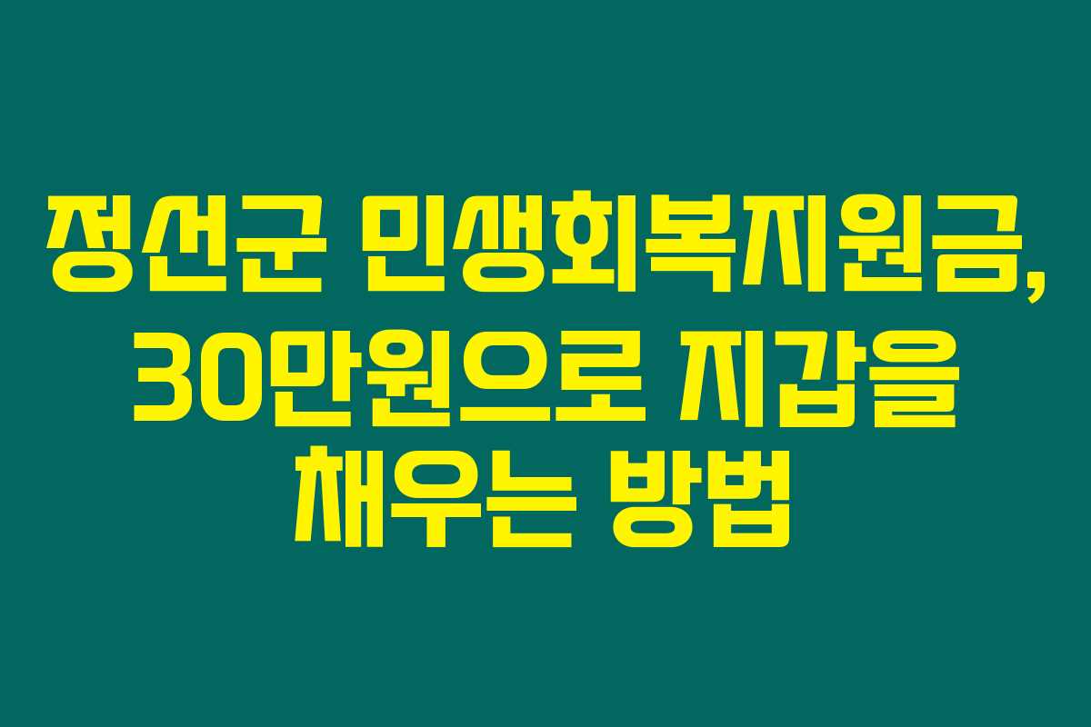 정선군 민생회복지원금, 30만원으로 지갑을 채우는 방법 정선군 민생회복지원금, 30만원으로 지갑을 채우는 방법