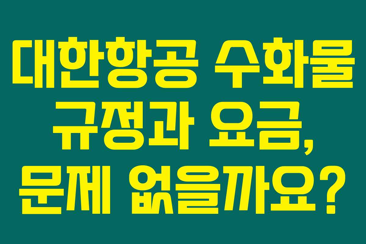 대한항공 수화물 규정과 요금, 문제 없을까요? 대한항공 수화물 규정과 요금, 문제 없을까요?