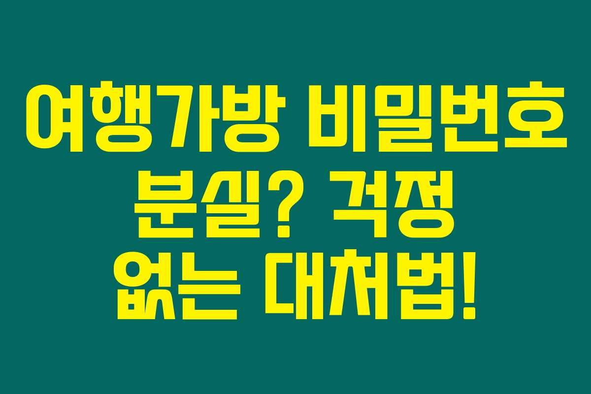 여행가방 비밀번호 분실? 걱정 없는 대처법!