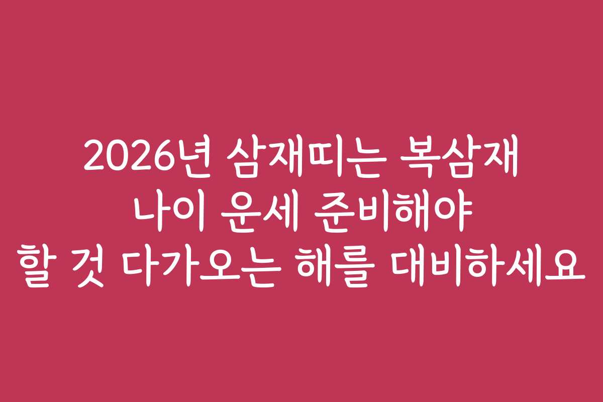 2026년 삼재띠는 복삼재 나이 운세 준비해야 할 것 다가오는 해를 대비하세요 2026년 삼재띠는 복삼재 나이 운세 준비해야 할 것 다가오는 해를 대비하세요