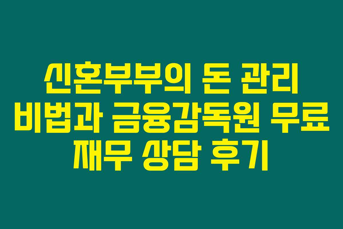 신혼부부의 돈 관리 비법과 금융감독원 무료 재무 상담 후기 신혼부부의 돈 관리 비법과 금융감독원 무료 재무 상담 후기