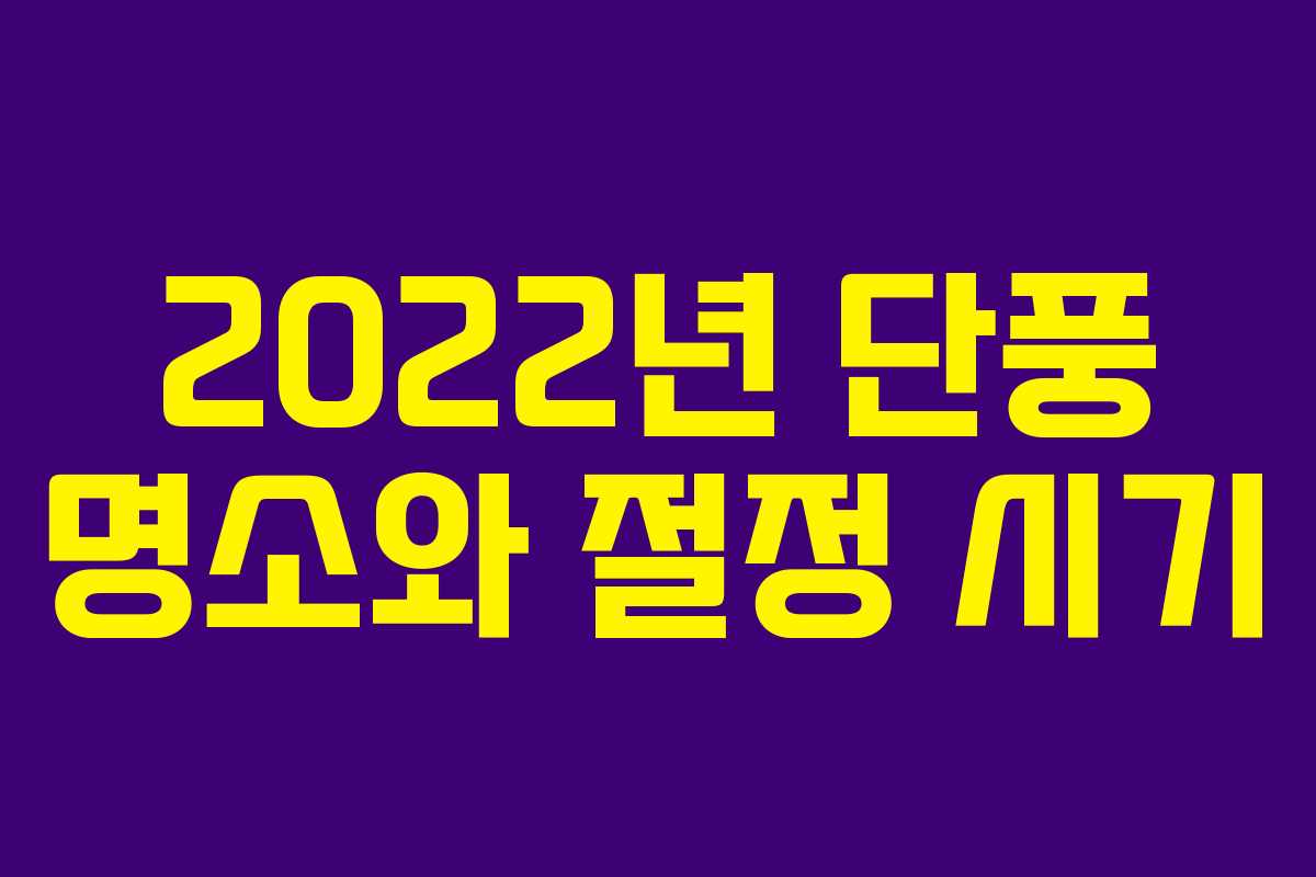 2022년 단풍 명소와 절정 시기