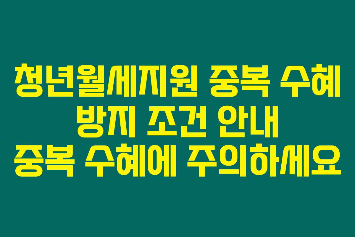 청년월세지원 중복 수혜 방지 조건 안내 중복 수혜에 주의하세요