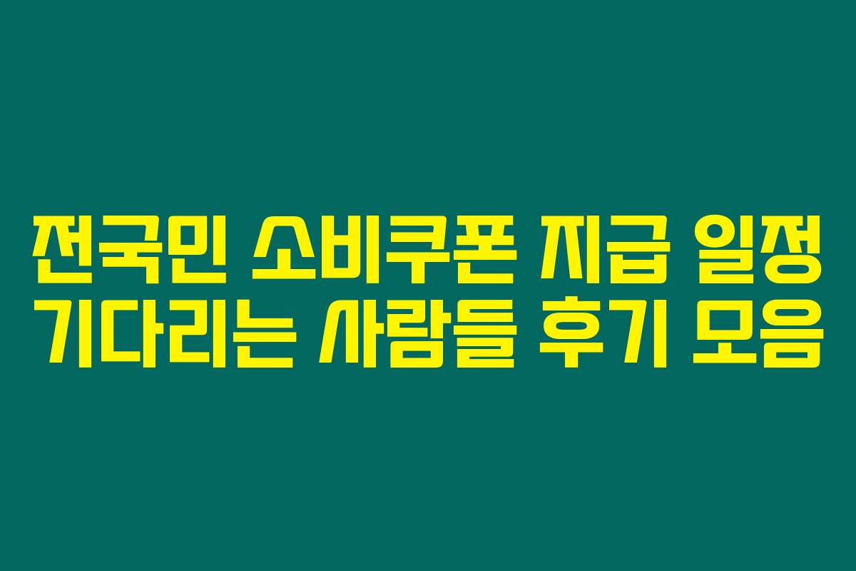 전국민 소비쿠폰 지급 일정 기다리는 사람들 후기 모음
