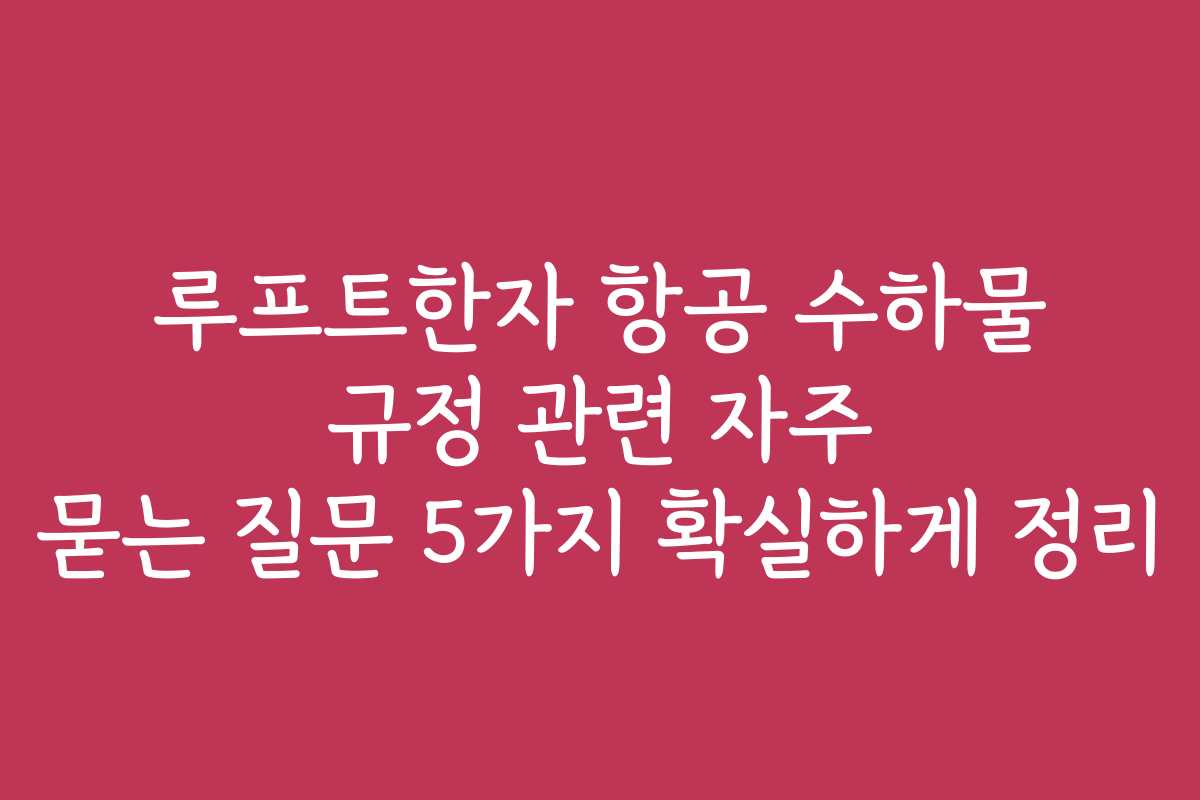 루프트한자 항공 수하물 규정 관련 자주 묻는 질문 5가지 확실하게 정리