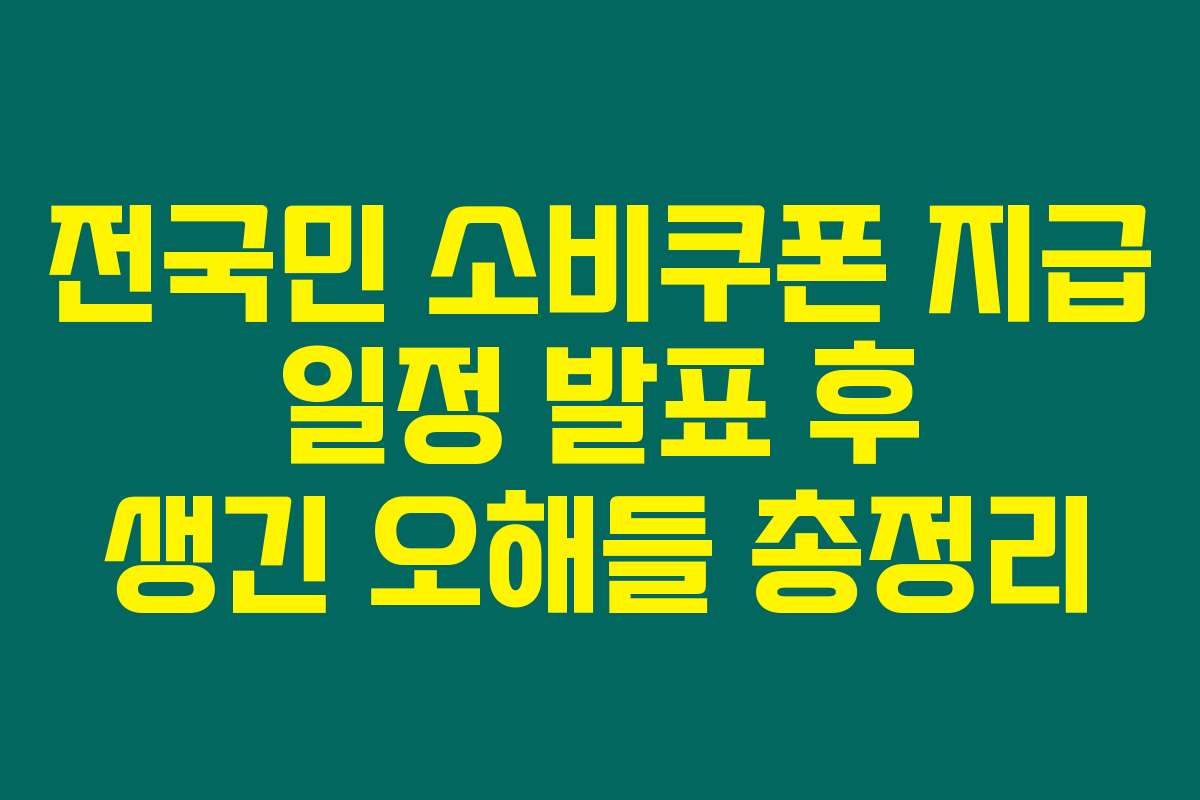 전국민 소비쿠폰 지급 일정 발표 후 생긴 오해들 총정리