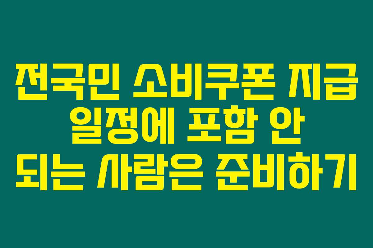 전국민 소비쿠폰 지급 일정에 포함 안 되는 사람은 준비하기