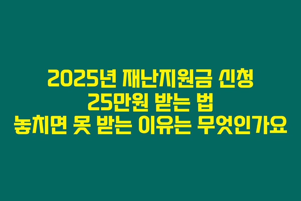 2025년 재난지원금 신청 25만원 받는 법 놓치면 못 받는 이유는 무엇인가요