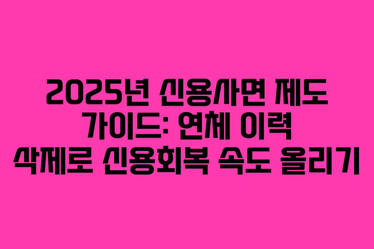 2025년 신용사면 제도 가이드: 연체 이력 삭제로 신용회복 속도 올리기