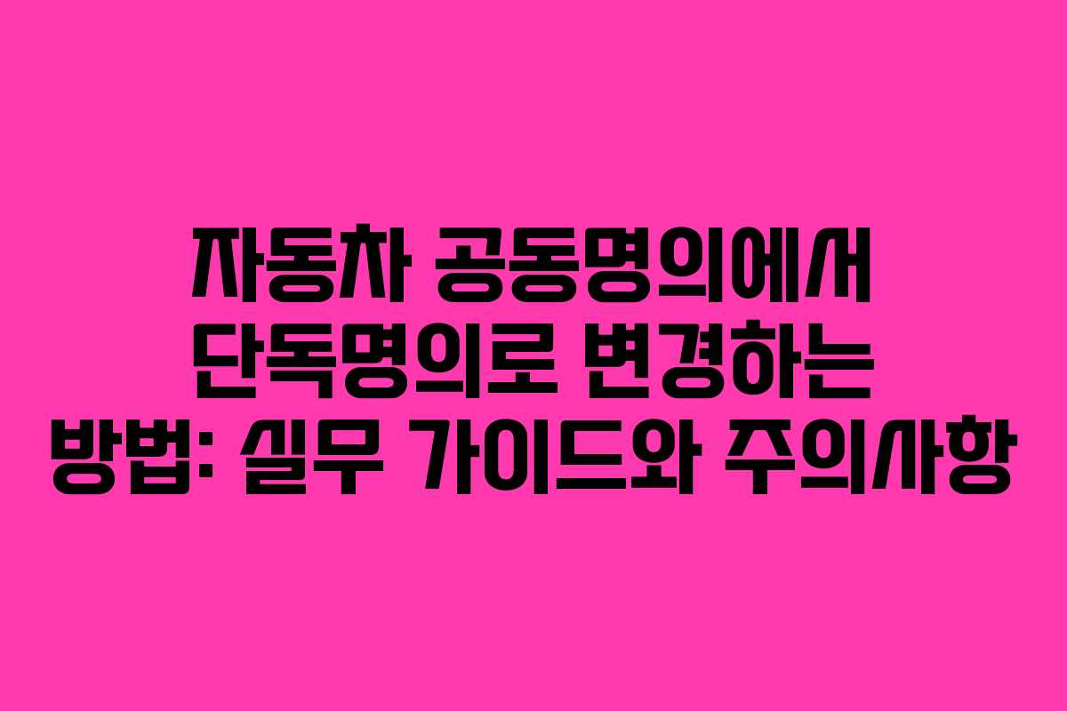 자동차 공동명의에서 단독명의로 변경하는 방법: 실무 가이드와 주의사항