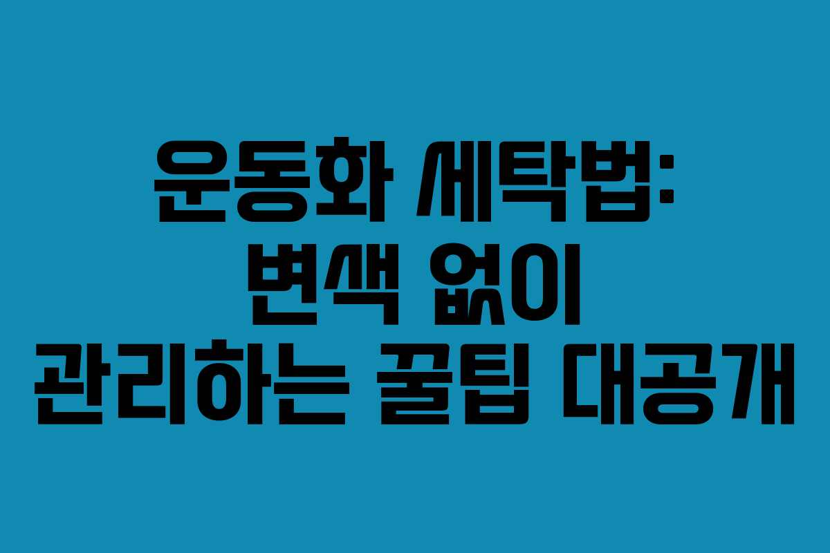 운동화 세탁법: 변색 없이 관리하는 꿀팁 대공개