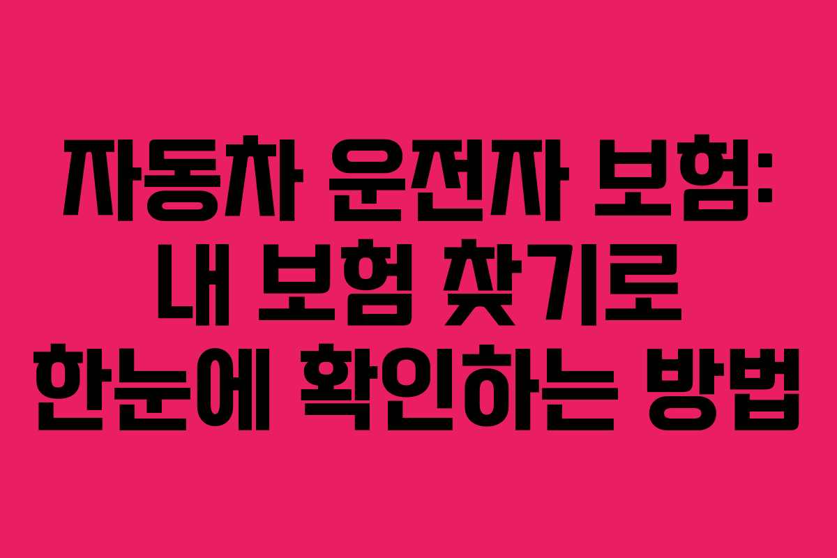 자동차 운전자 보험: 내 보험 찾기로 한눈에 확인하는 방법