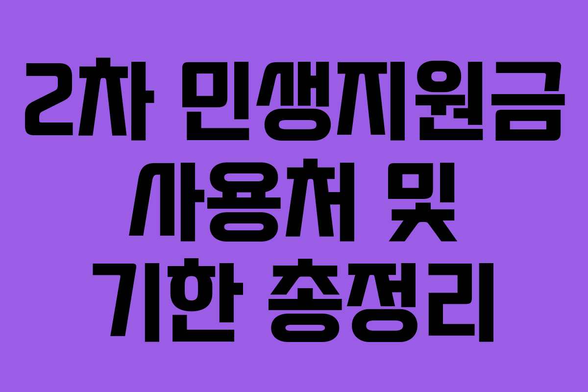 2차 민생지원금 사용처 및 기한 총정리