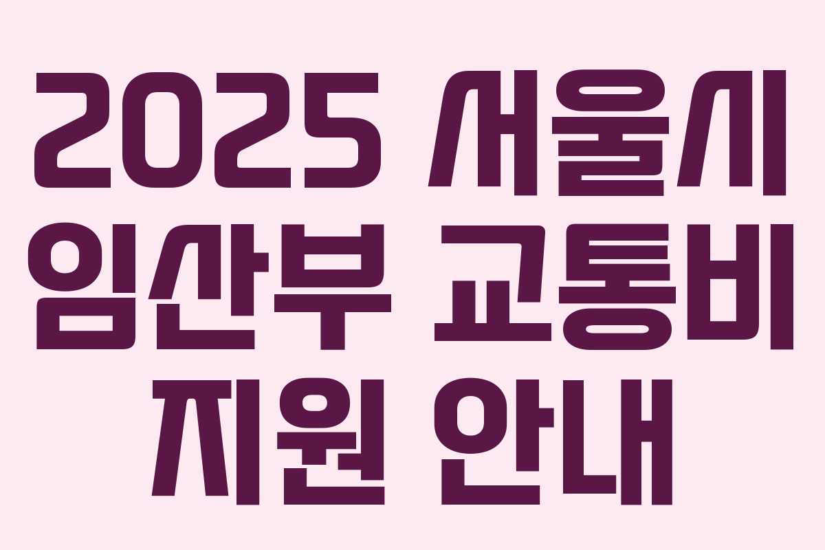 2025 서울시 임산부 교통비 지원 안내
