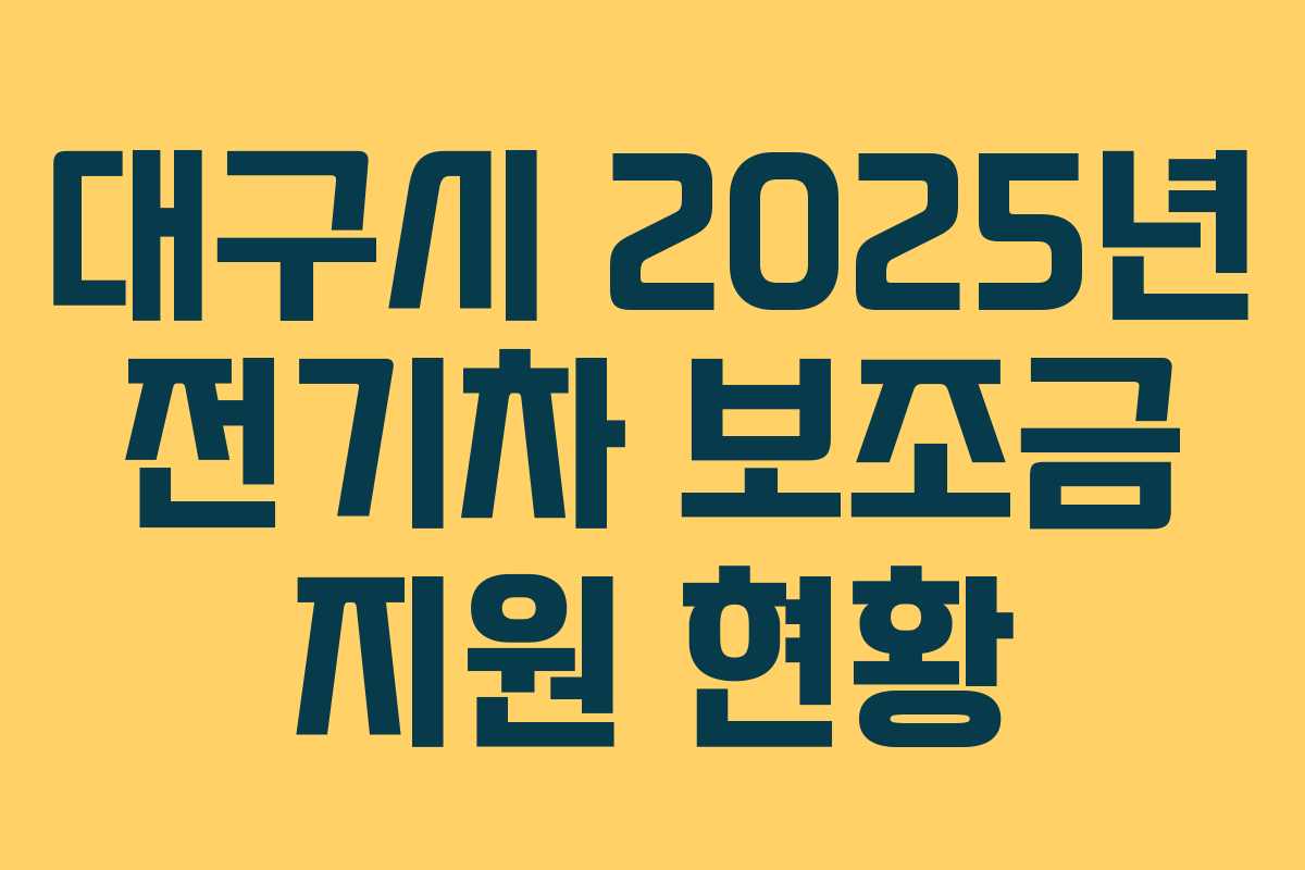 대구시 2025년 전기차 보조금 지원 현황 대구시 2025년 전기차 보조금 지원 현황