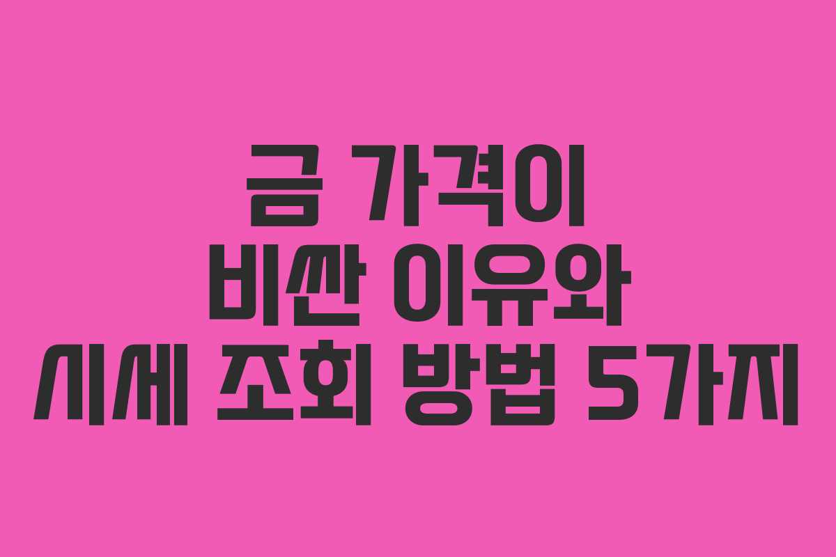 금 가격이 비싼 이유와 시세 조회 방법 5가지