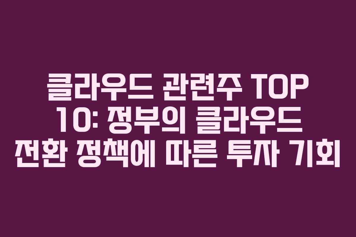 클라우드 관련주 TOP 10: 정부의 클라우드 전환 정책에 따른 투자 기회