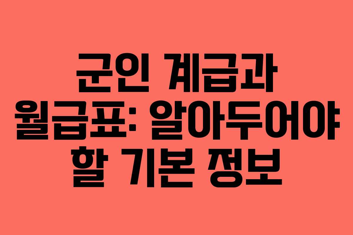 군인 계급과 월급표: 알아두어야 할 기본 정보