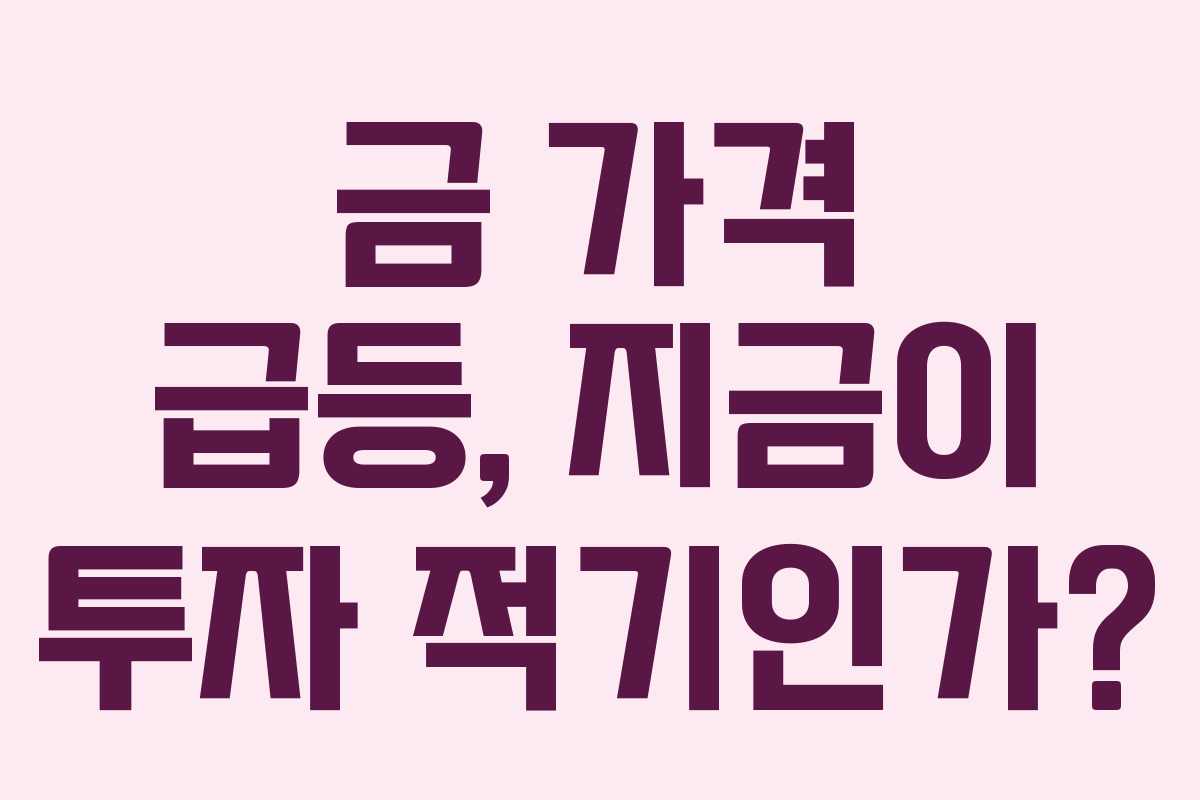 금 가격 급등, 지금이 투자 적기인가?