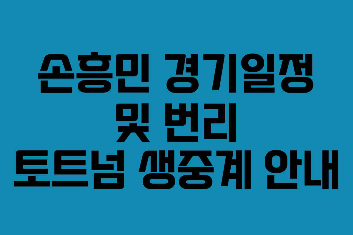 손흥민 경기일정 및 번리 토트넘 생중계 안내