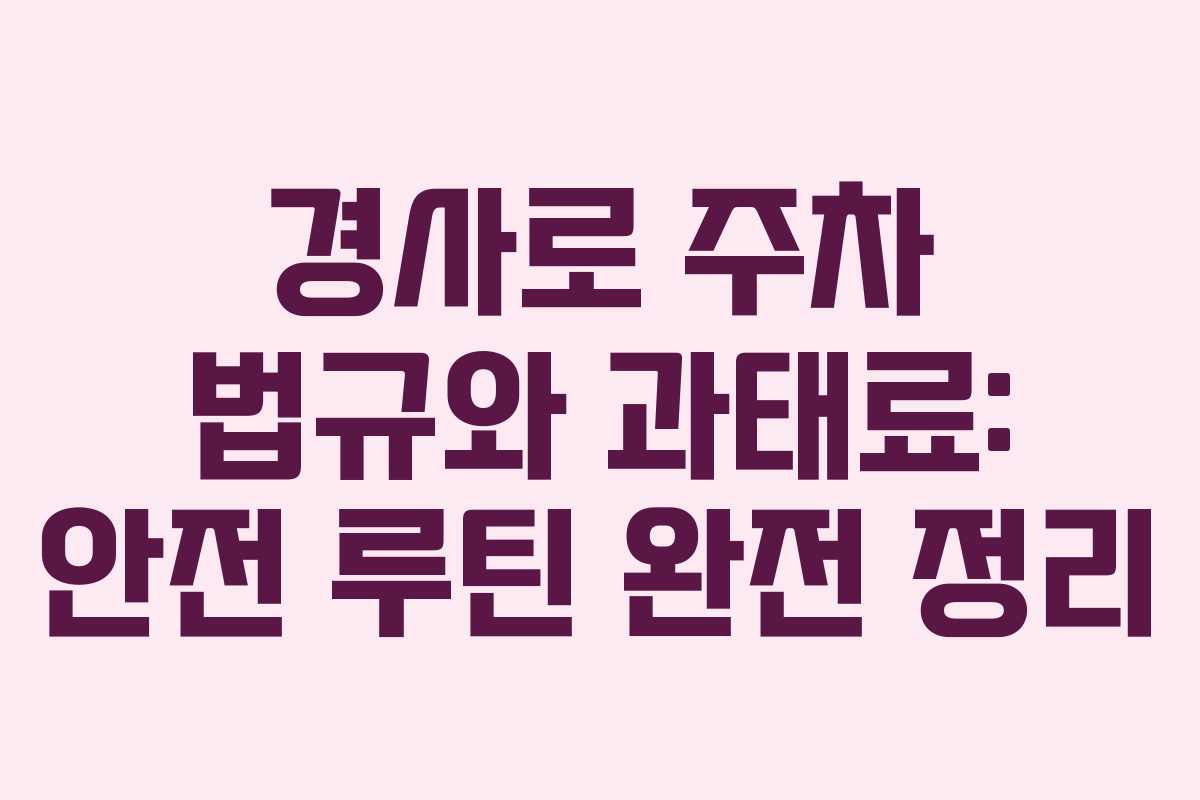 경사로 주차 법규와 과태료: 안전 루틴 완전 정리 경사로 주차 법규와 과태료: 안전 루틴 완전 정리