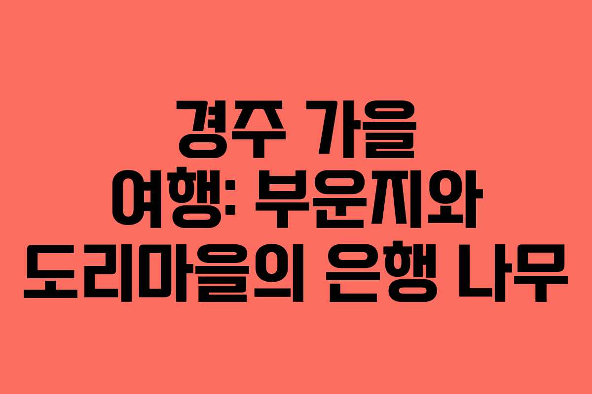 경주 가을 여행: 부운지와 도리마을의 은행 나무