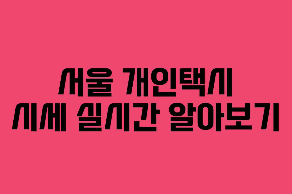 서울 개인택시 시세 실시간 알아보기