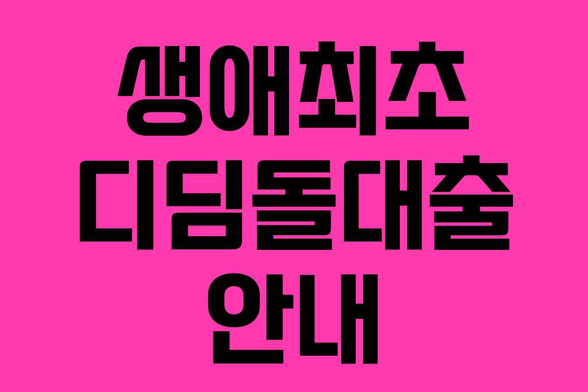 생애최초 디딤돌대출 안내 생애최초 디딤돌대출 안내