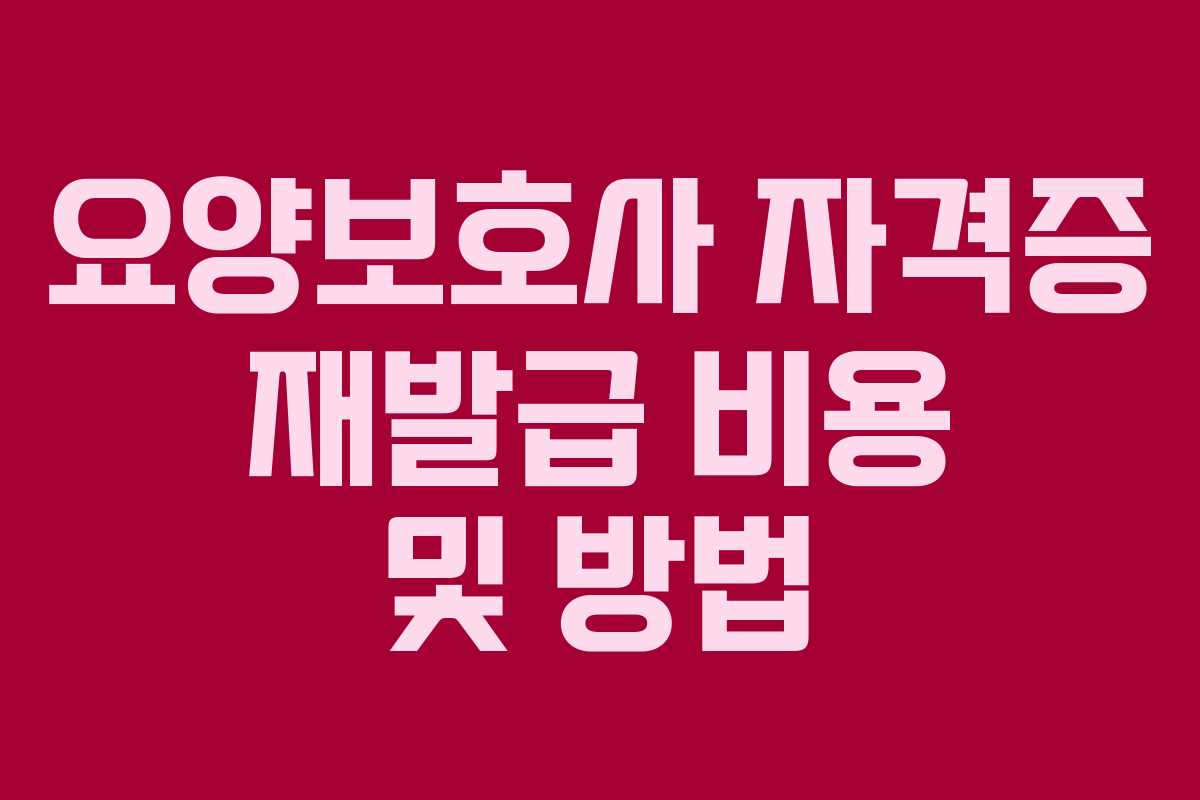 요양보호사 자격증 재발급 비용 및 방법