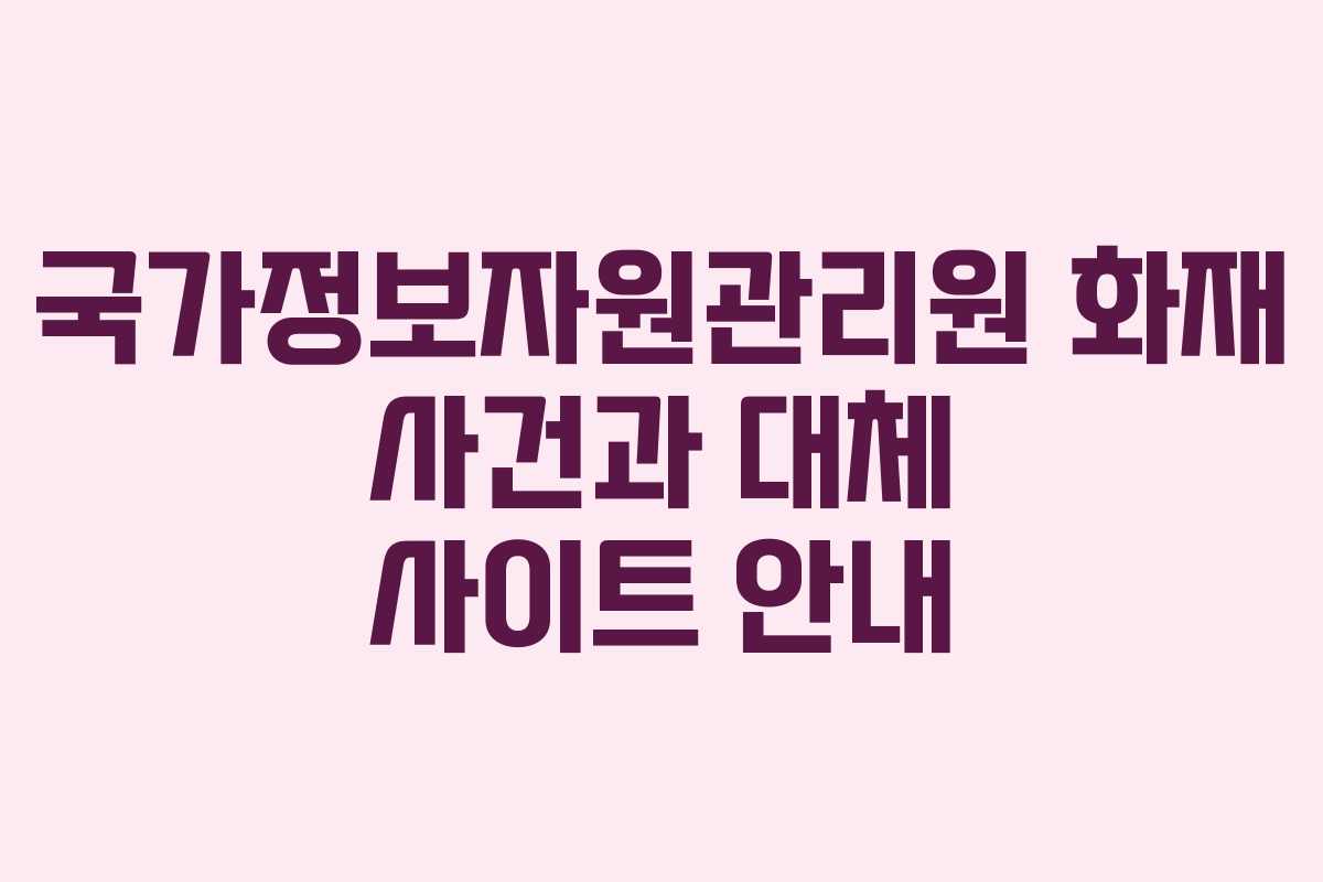 국가정보자원관리원 화재 사건과 대체 사이트 안내
