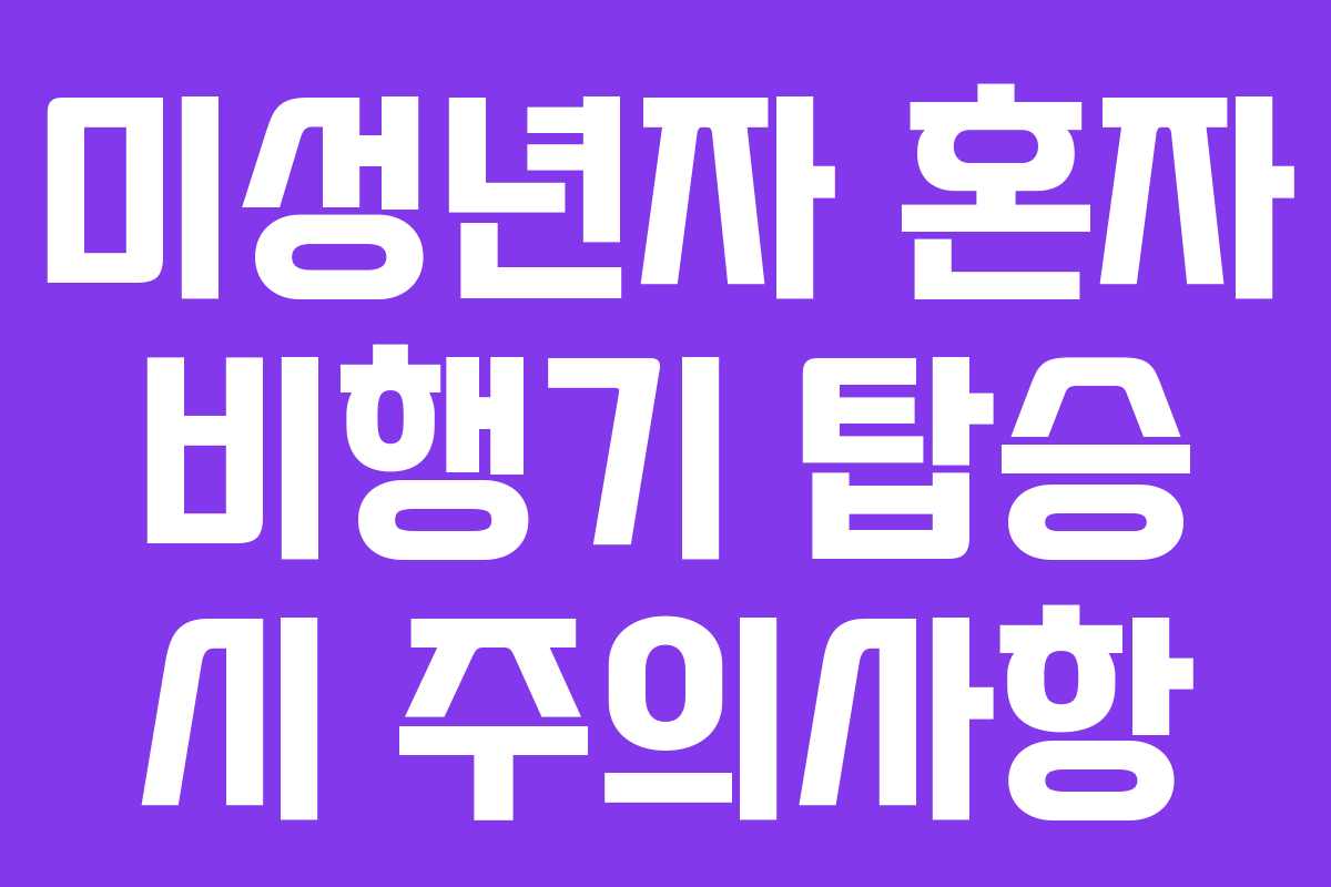 미성년자 혼자 비행기 탑승 시 주의사항