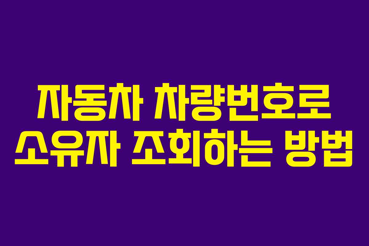 자동차 차량번호로 소유자 조회하는 방법