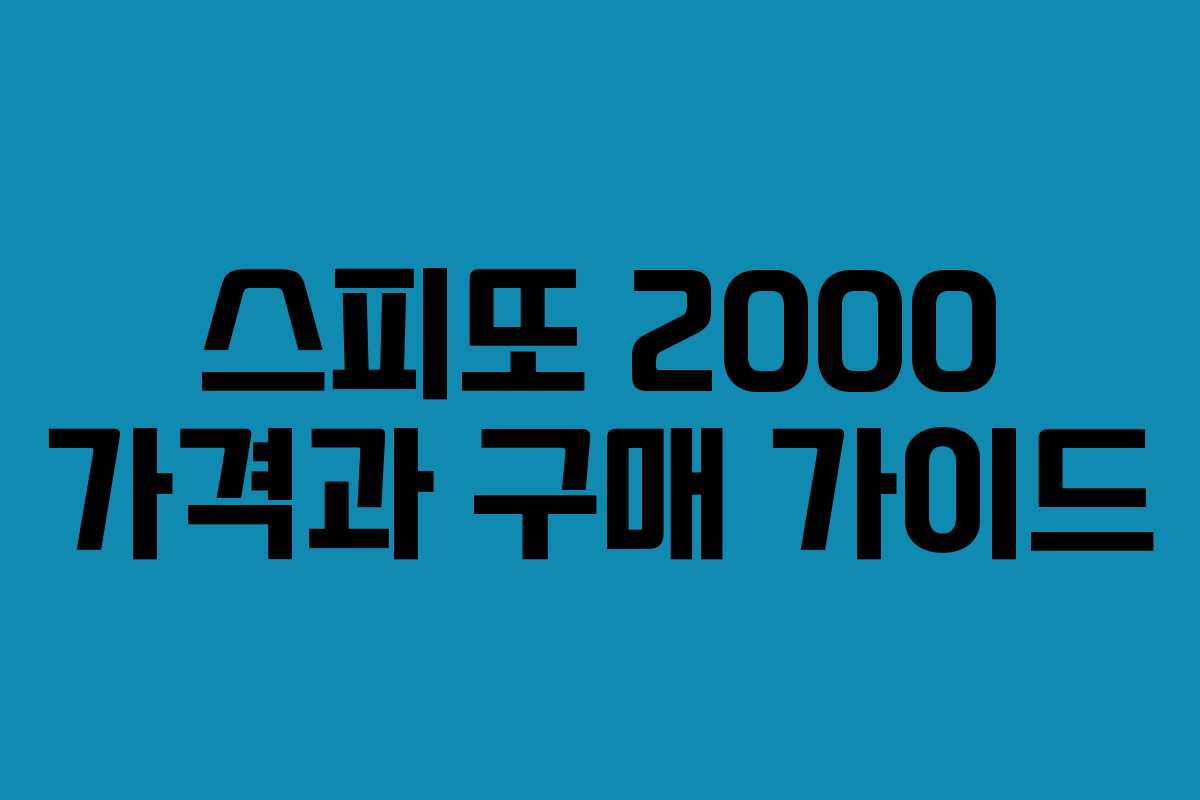 스피또 2000 가격과 구매 가이드