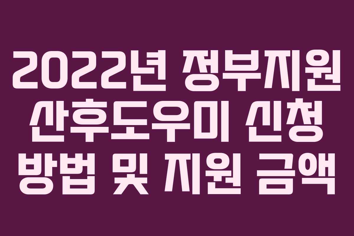 2022년 정부지원 산후도우미 신청 방법 및 지원 금액