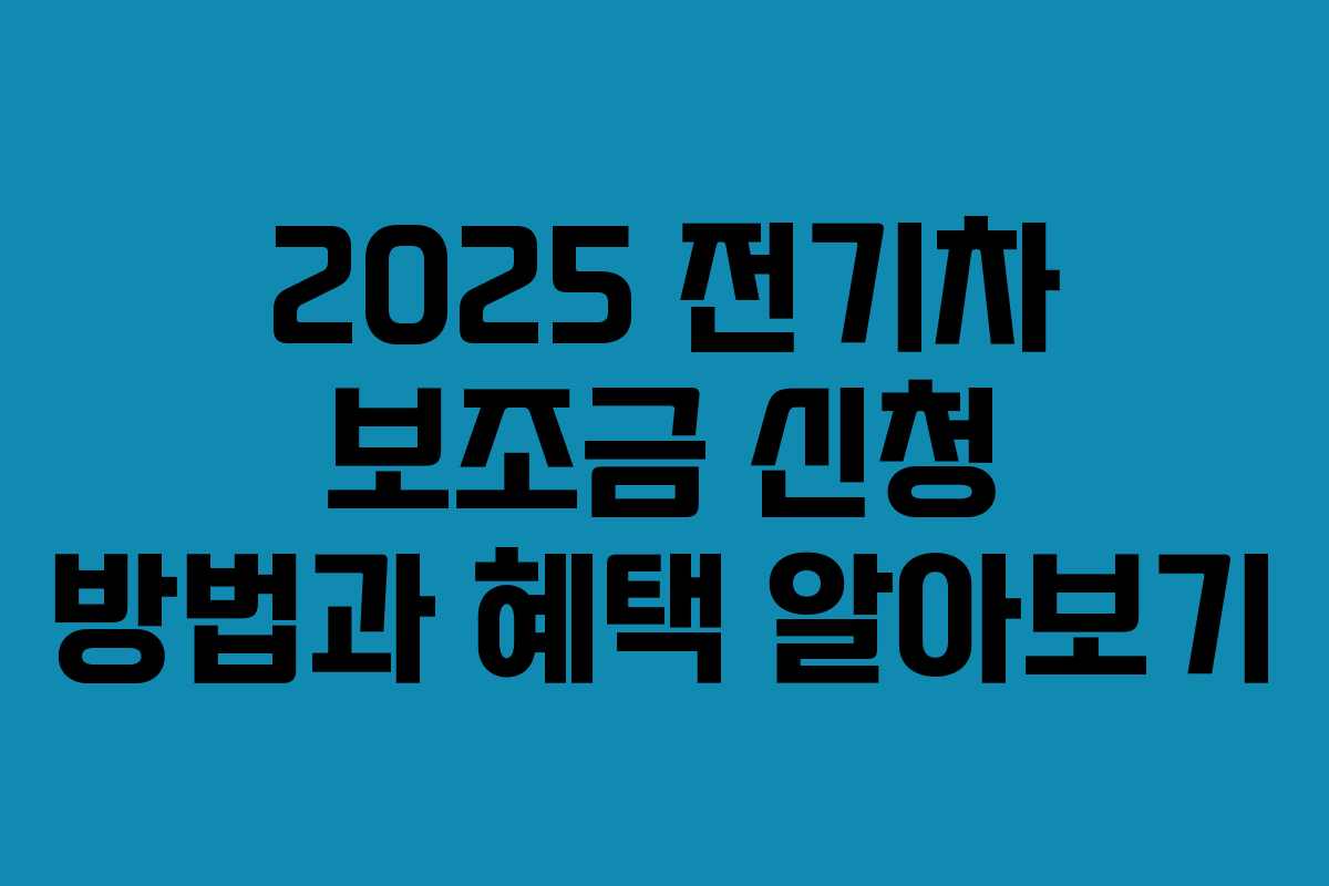 2025 전기차 보조금 신청 방법과 혜택 알아보기