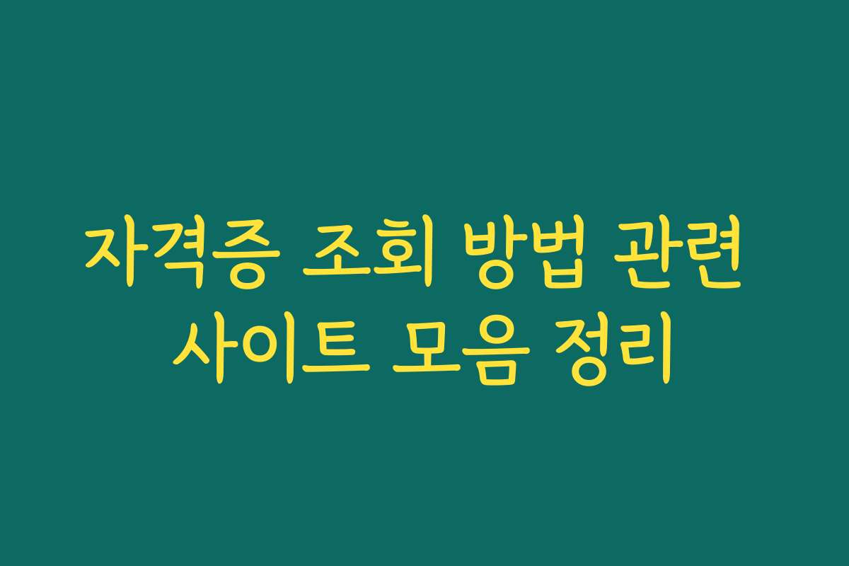 자격증 조회 방법 관련 사이트 모음 정리