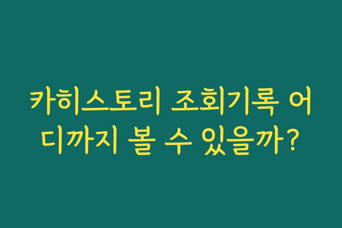 카히스토리 조회기록 어디까지 볼 수 있을까?