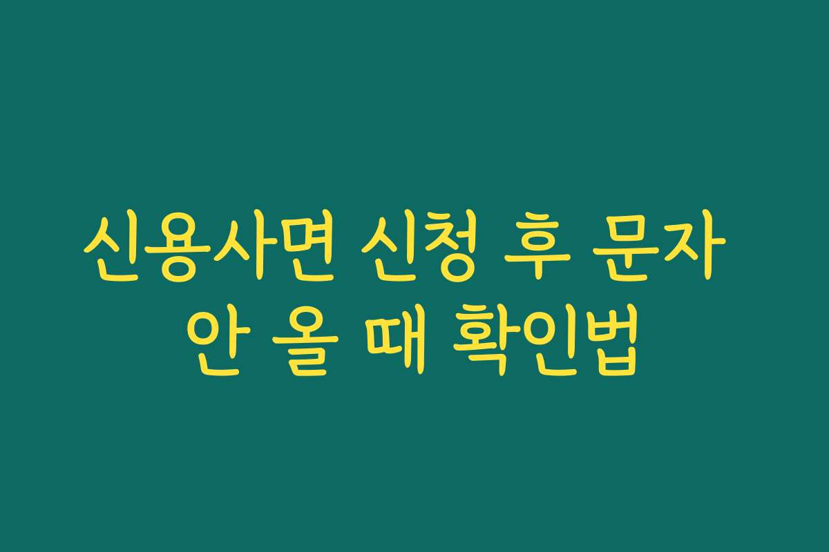 신용사면 신청 후 문자 안 올 때 확인법