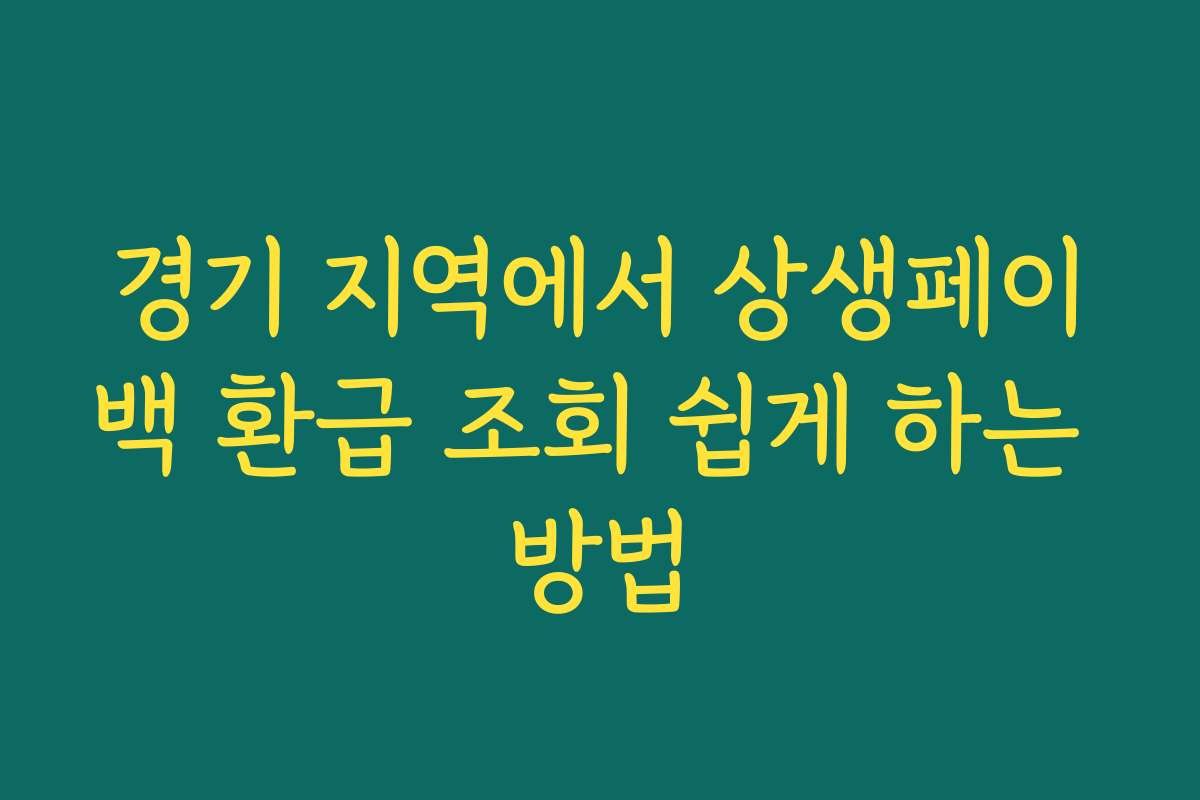 경기 지역에서 상생페이백 환급 조회 쉽게 하는 방법
