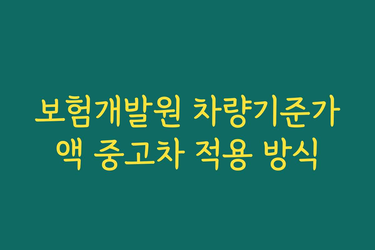 보험개발원 차량기준가액 중고차 적용 방식