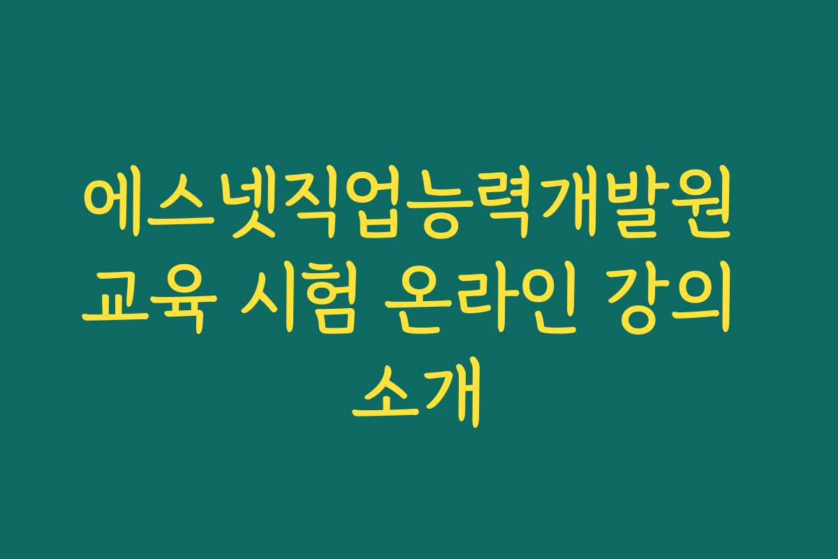 에스넷직업능력개발원 교육 시험 온라인 강의 소개 에스넷직업능력개발원 교육 시험 온라인 강의 소개