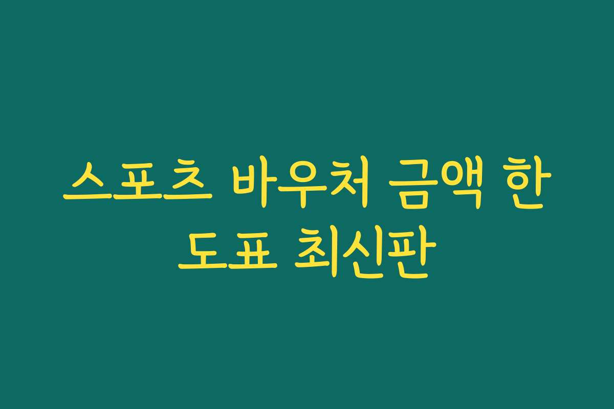 스포츠 바우처 금액 한도표 최신판