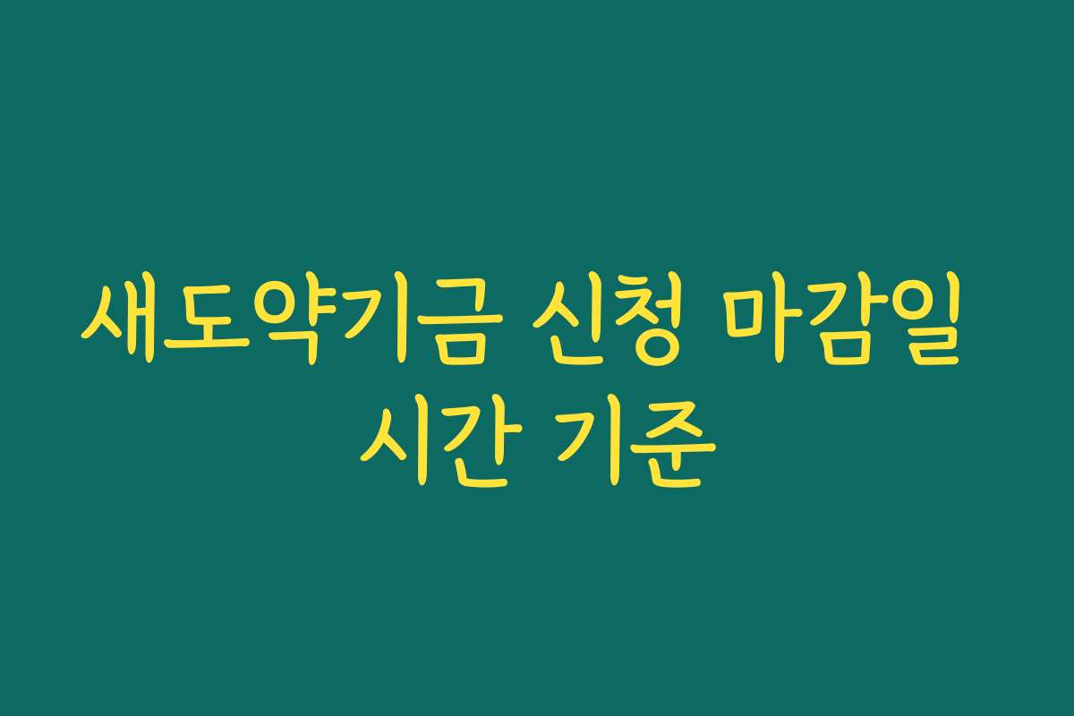 새도약기금 신청 마감일 시간 기준
