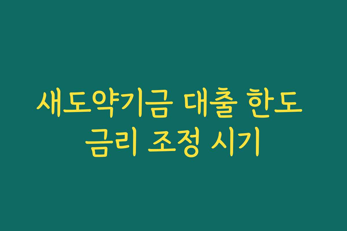 새도약기금 대출 한도 금리 조정 시기