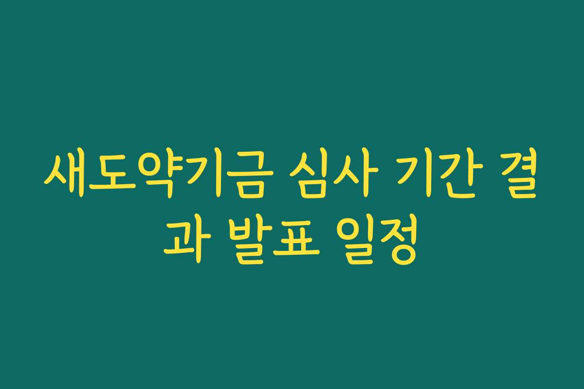 새도약기금 심사 기간 결과 발표 일정