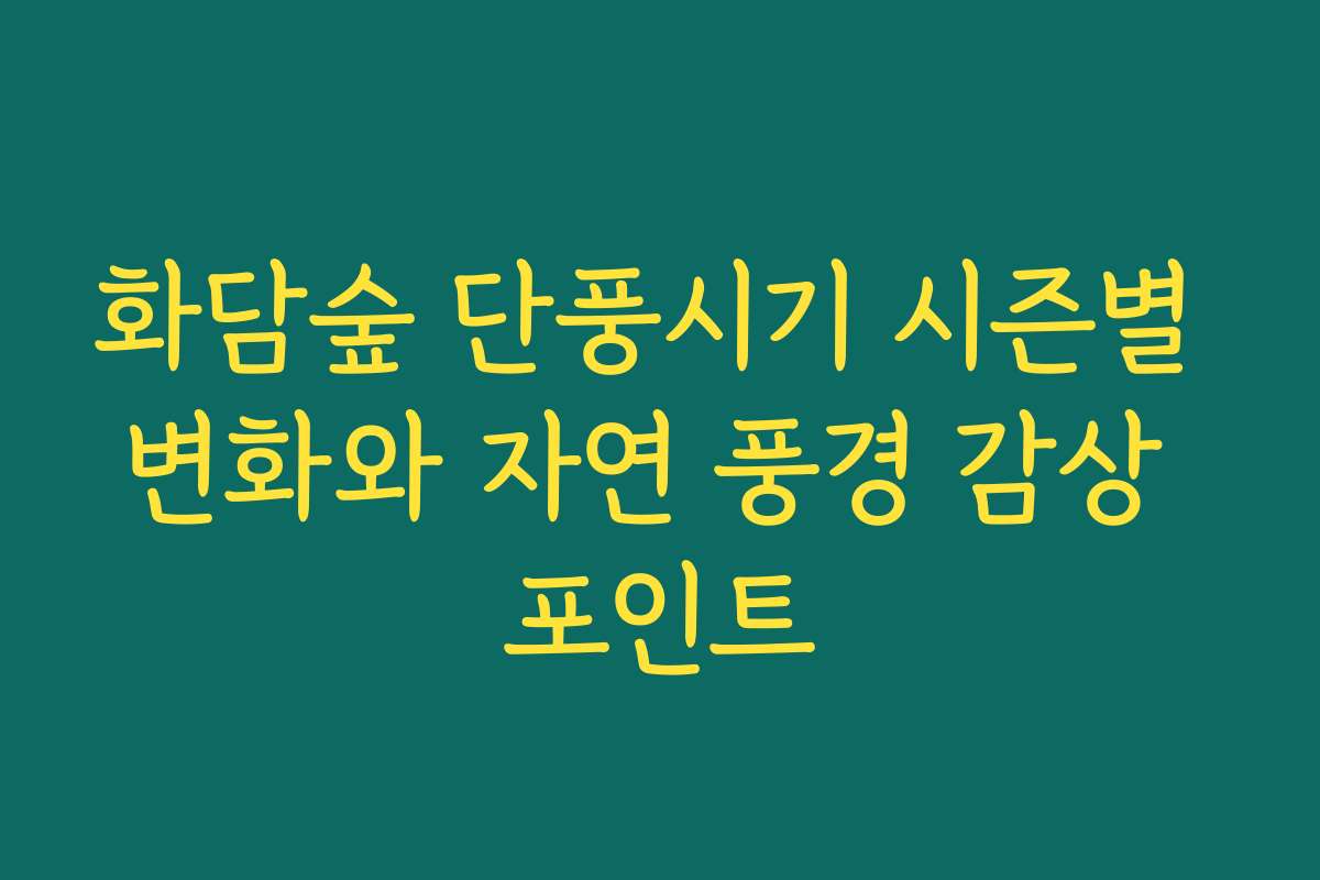 화담숲 단풍시기 시즌별 변화와 자연 풍경 감상 포인트