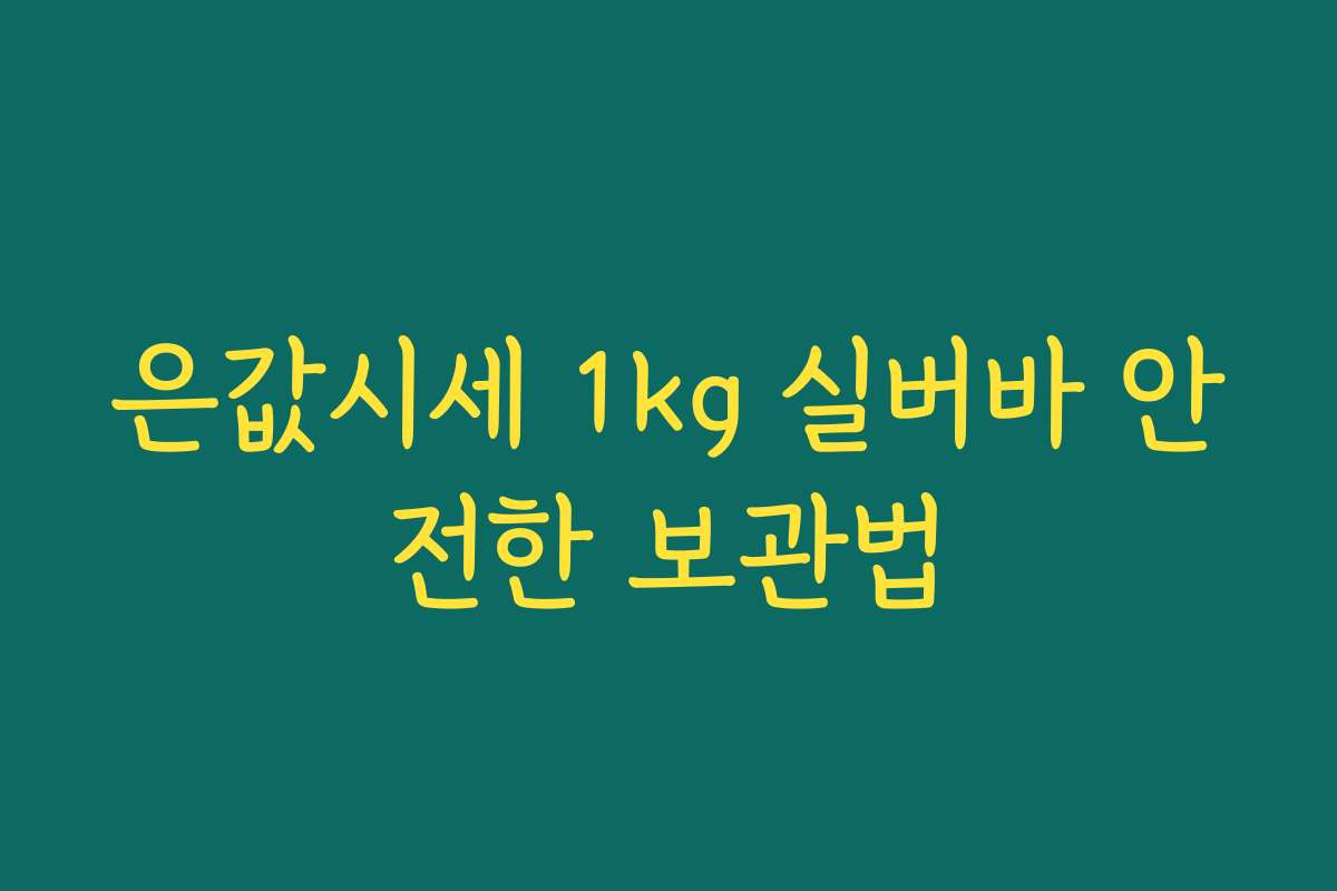 은값시세 1kg 실버바 안전한 보관법 은값시세 1kg 실버바 안전한 보관법
