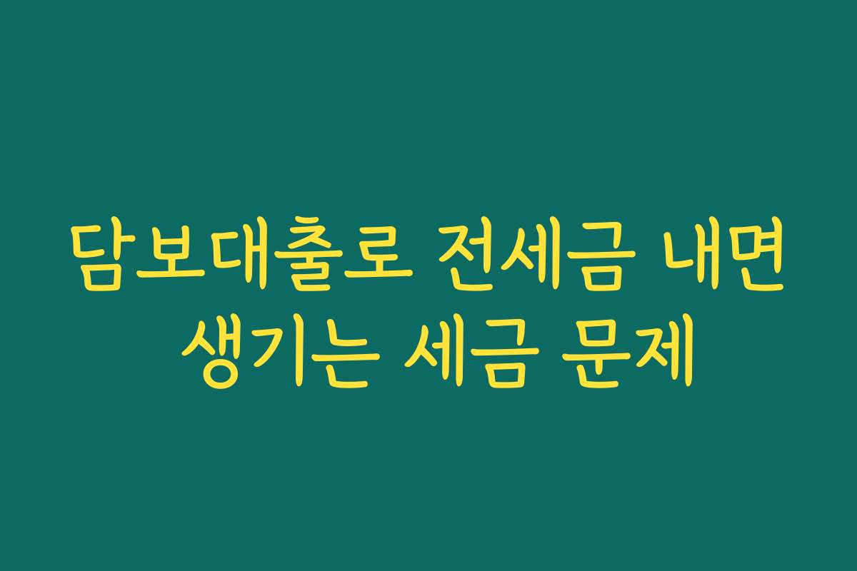 담보대출로 전세금 내면 생기는 세금 문제